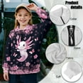 thumbnail image 7 of Xoenoiee Axolotl Butterfly Cherry Blossom Print Girls Oversized Sweatshirts Fall Sweaters Fashion Hoodies Half Zip Pullover Long Sleeve Shirts Clothes, Size 9-10 Years, 7 of 7