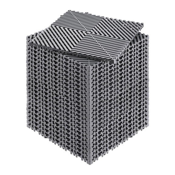 KFFKFF Drainage Floor Tile Set, 12” x 12” Modular Interlocking Comfort Mat, Pack of 24 Gray PP Drainage Mats, Anti-Slip Feature, Ideal for Garage, Garden, Kitchen & Outdoor Use
