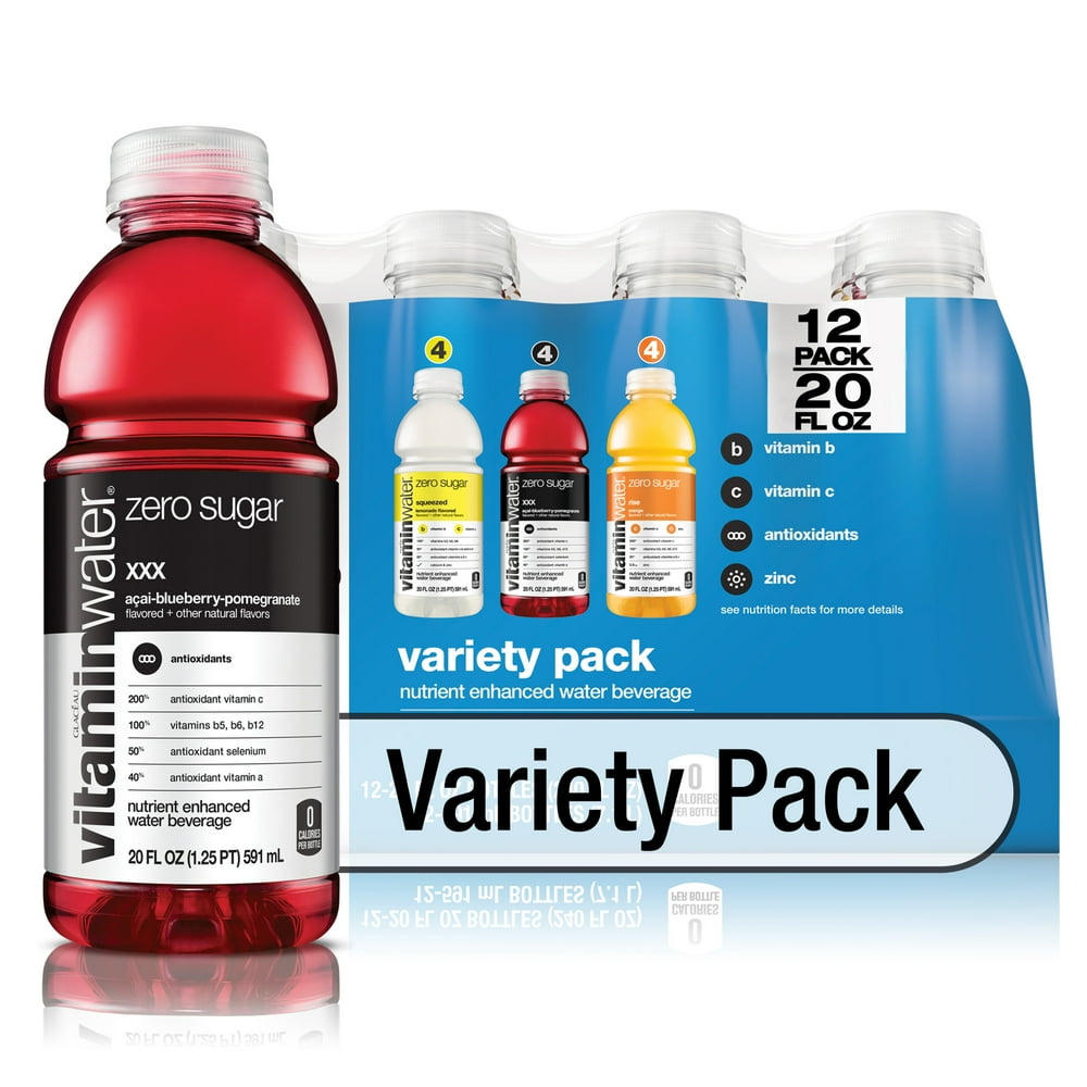 vitaminwater zero variety pack nutrient enhanced water w/ vitamins, 20