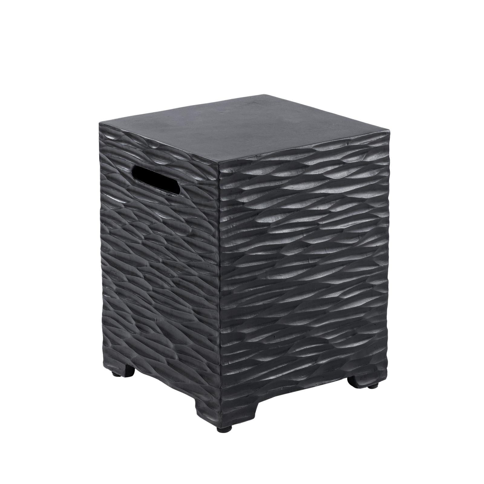 MOALCOFER 16''Outdoor Hideaway Tank Table for Gas Fire Pits, Hides Standard 20lb Propane Tank Cover(Black)