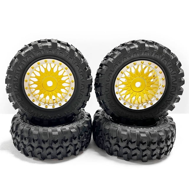 ZheElen RCGOFOLLOW 1/24 Plastic Wear-resistant Wheel Rims Tyre RC Upgrade Part Rc Wheel Rims Tyre For ECX Barrage RC Car Part Golden