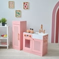 thumbnail image 6 of Teamson Kids Little Chef Chester Wooden Play Kitchen with 12 Pretend Food Accessories, Fridge & Oven, Kids Kitchen Playset for Ages 3+, Peach, 6 of 12