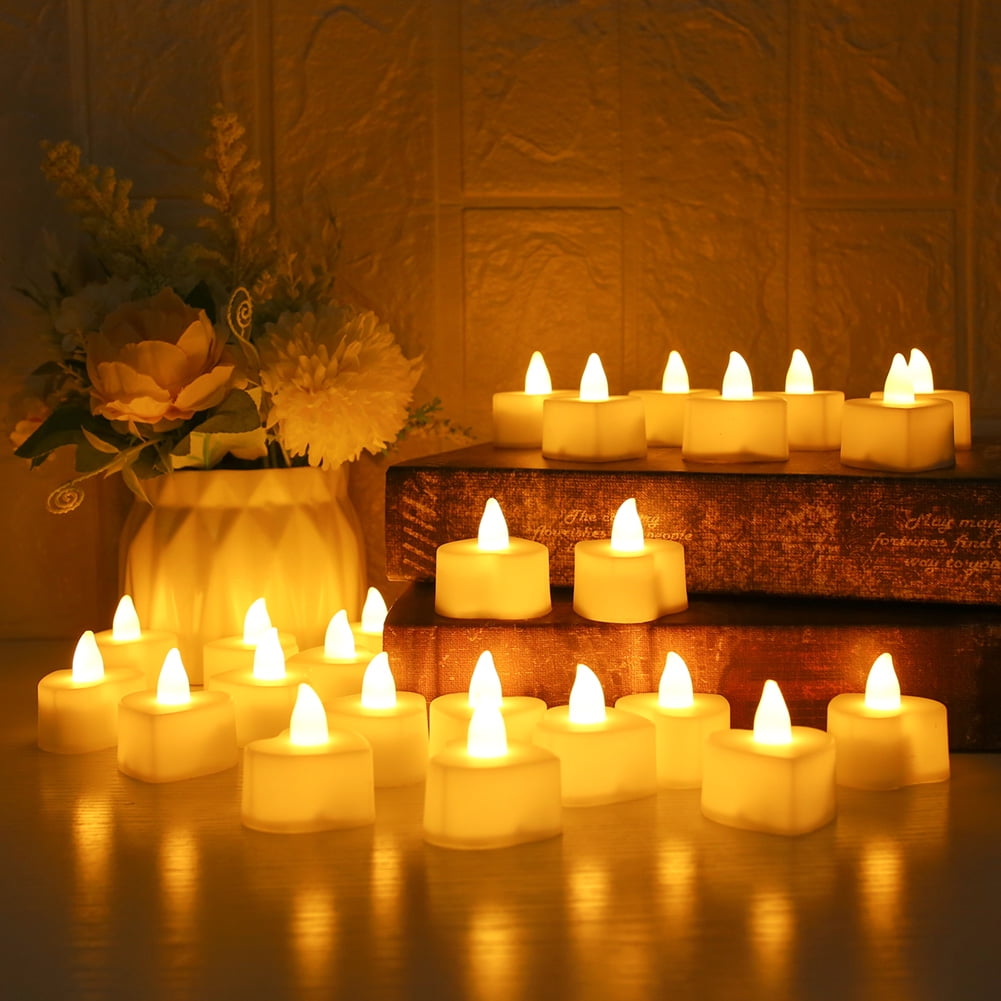 24PCS Romantic Heart LED Candle Flameless Romantic Love LED Tealight