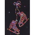 thumbnail image 2 of Black "Peace & Stars" Ice Skating Dress with Rainbow mix "Pair of Skates" rhinestone applique, 2 of 3