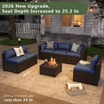 thumbnail image 2 of Aoxun 7 Piece Patio Furniture Set Wicker Rattan Patio Sectional Sofa Set Outdoor Seating Furniture with Thickened Cushion, Navy Blue, 2 of 7