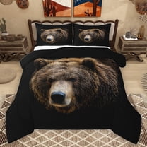 Homewish Brown Bear Bedding Comforter Set 2pcs for Teens,Jungle Wildlife Twin Comforter Sets Microfiber,Woodland Animal Breathable Bedding Set,Luxury Bedroom Decor,Reversible