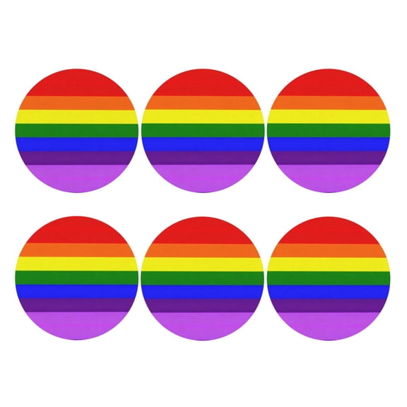 Set of 6 Gay-Pride Flag Drink Coasters for Coffee Table Leather Coaster for Decor Housewarming Round Shape