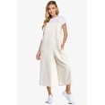 thumbnail image 4 of TheMogan Women's PLUS Casual Textured Knit Crop Wide Leg Overall Loose Bib Pants Jumpsuits Cream 3X, 4 of 5