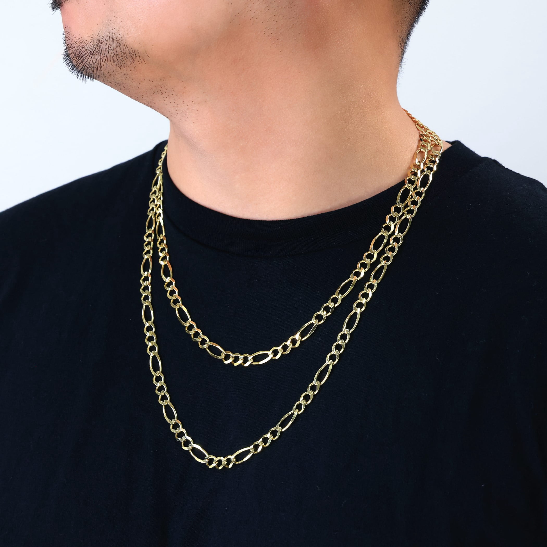 Nuragold 14k Real Yellow Gold Solid Figaro Link 6.5mm Chain Necklace (18"-30") Italian Jewelry for Men