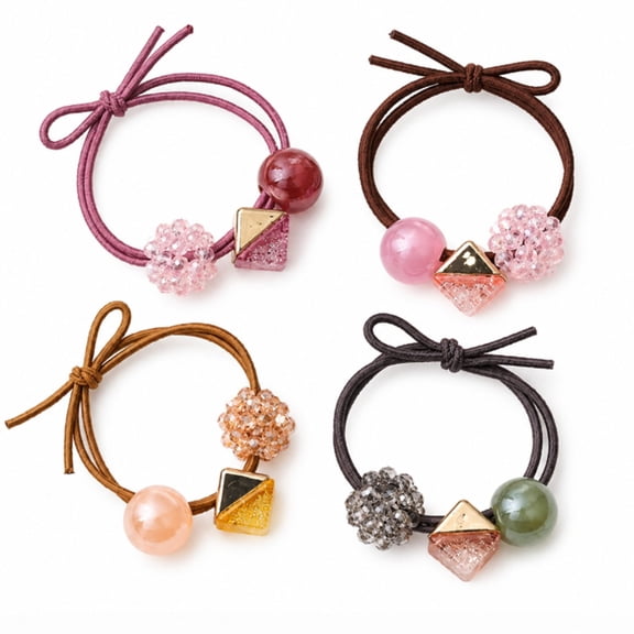 4 Pack Elastic Hair Tie Set, Ponytail Holders and Hair Bracelets, TIKA