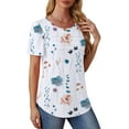 thumbnail image 3 of UVN Short Sleeve Blouse for Women Summer Dressy Casual Crewneck Shirt Pleated Tunic Tops, 3 of 8