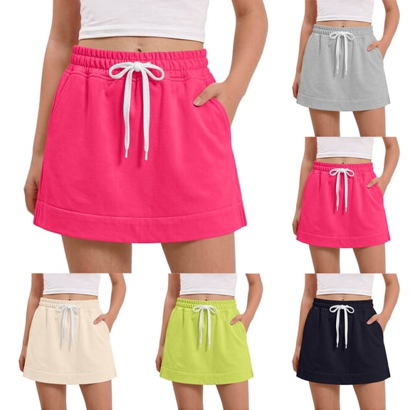 Teylalorva Girls Mini Skorts Cotton Breathable Elastic Waist with Pocket Summer Casual Sports Skorts Hot Pink Size 6