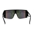 thumbnail image 2 of Oversize Shield Flat Top Half Rim Sunglasses Black Rainbow Mirror, 2 of 4