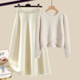 thumbnail image 2 of DHFJKG Women's 2 Piece Skirt Sets Spring Outfits Long Sleeve Crewneck Knitted Sweater Casual Long Skirt Casual Travel Trendy Outfit, 2 of 5