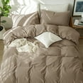thumbnail image 3 of MooMee Washed Cotton Duvet Cover Set Linen Like Textured Breathable 3-Piece (Mocha Brown, Queen), 3 of 6