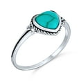 thumbnail image 2 of Bling Jewelry Womens Romantic Natural Blue Turquoise Bezel Set Promise Heart Ring .925 Sterling Silver, 2 of 5