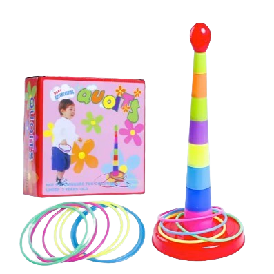 Ring Toss Game, Rainbow Colors, Ages 0-6, 1 Pack