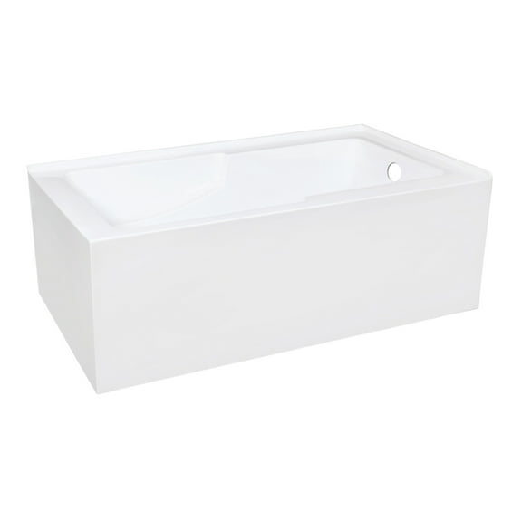 Kingston Brass VTAM6032R22S Aqua Eden 60-Inch Acrylic Alcove Tub with Corner Apron, Right Hand Drain Hole, White