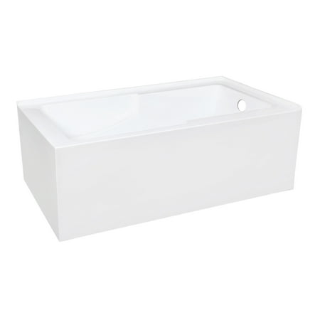 Kingston Brass VTAM6032R22S Aqua Eden 60-Inch Acrylic Alcove Tub with Corner Apron, Right Hand Drain Hole, White