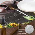 thumbnail image 3 of Farmhouse Cow Round Tablecloth, Fitted Table Cover with Elastic for 36"-44" Round Tables, Pastoral Sunflower Botanical Black Vintage Table Cloth Outdoor Indoor Dinning Party Waterproof Tablecloths, 3 of 7