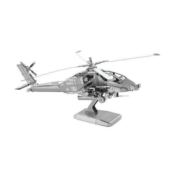 Fascinations 9009012 Metal Earth Metal 3D AH-64 Apache Airplane Model Kit, Silver