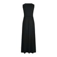 thumbnail image 4 of UPPADA Womens 2026 formal Evening Gowns Maxi Dress Cocktail Party V Neck Sleeveless Wedding Guest Long Elegant Dress Pleated Loose Dresses Black,M, 4 of 6