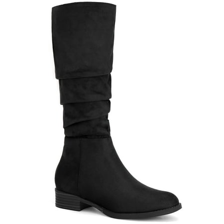 

Allegra K Women s Slouches Round Toe Block Heel Knee High Boots Black 7