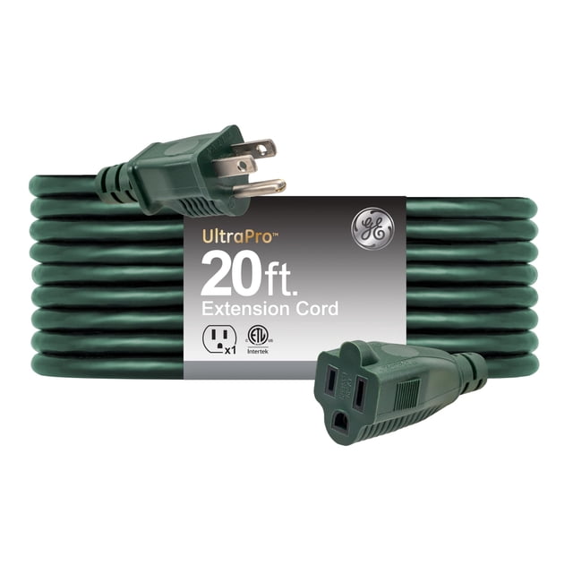 Cable de extensión GE, 20 pies, 16 AWG, 3 puntas, para exteriores, con certificación ETL