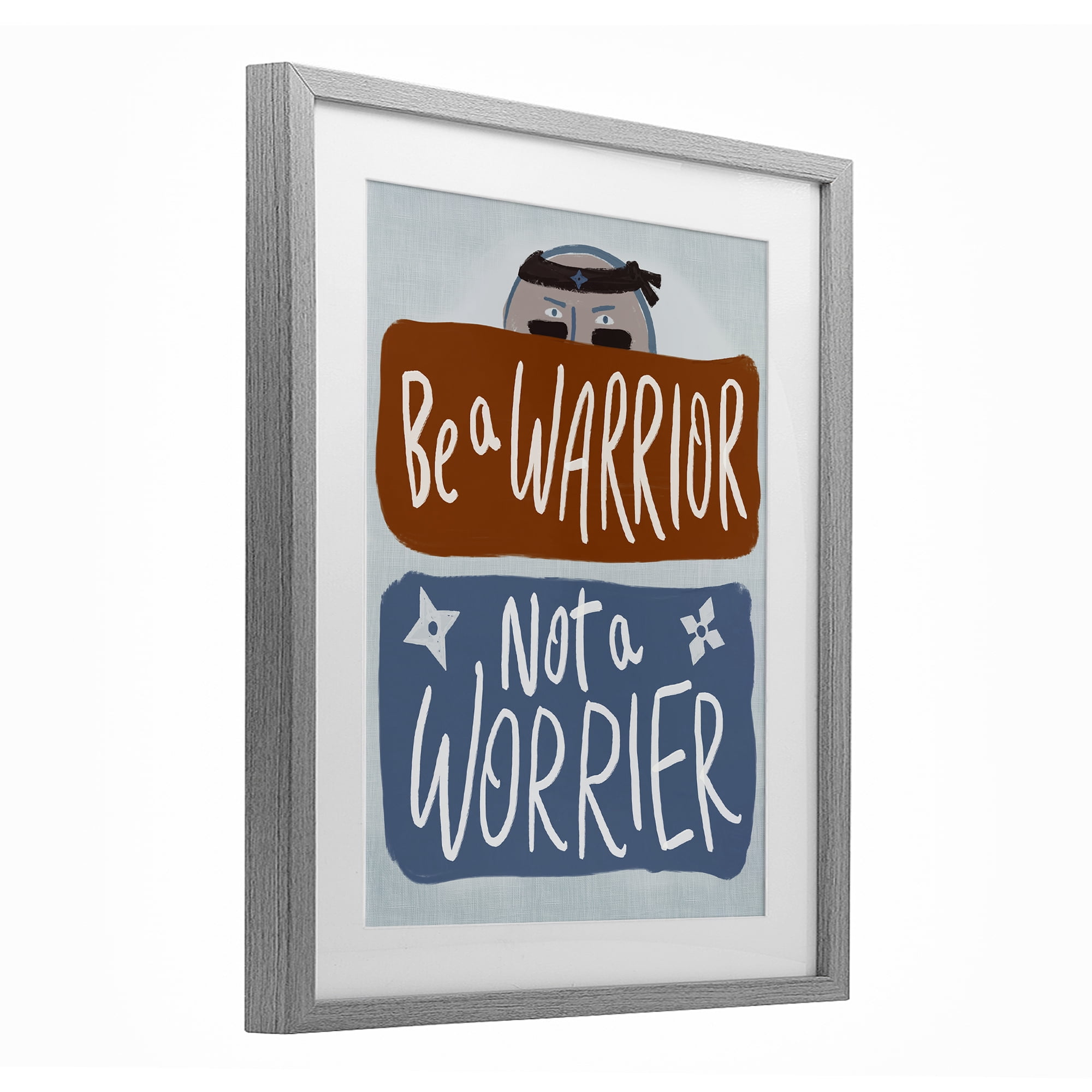 Stupell Industries Warrior Not Worrier Gray Framed Print Under Glass, design by Connie Summers