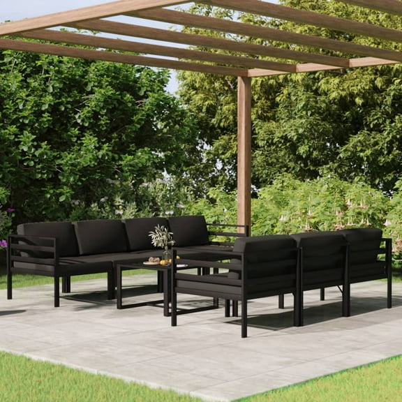 vidaXL 8 Piece Patio Lounge Set with Cushions Aluminum Anthracite