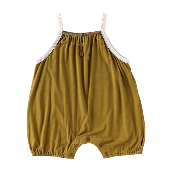 Toddler Girls Oneises Summer Spaghetti Straps Sleeveless Button Tank Tops Summer Lightweight Jumpsuit (12 Months, Yellow)