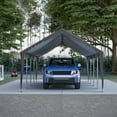 thumbnail image 4 of LZBEITEM Carport, 13' x 25' Heavy Duty Carport with Roll-up Sidewall & Ventilated Windows, Galvanised Frame Portable Outdoor Garage, Car Canopy with All-Season Tarp, Height 10.2', Length 25.1' - Gray, 4 of 9