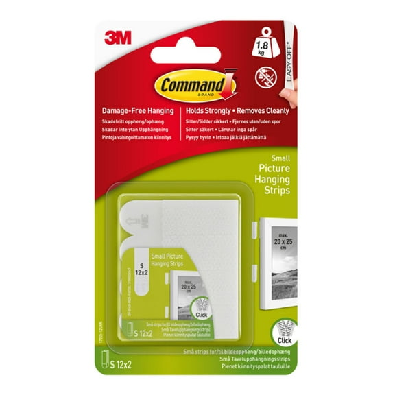 17205-12PK Command Small Picture Hanging Strips Value 1.8kg 12pk