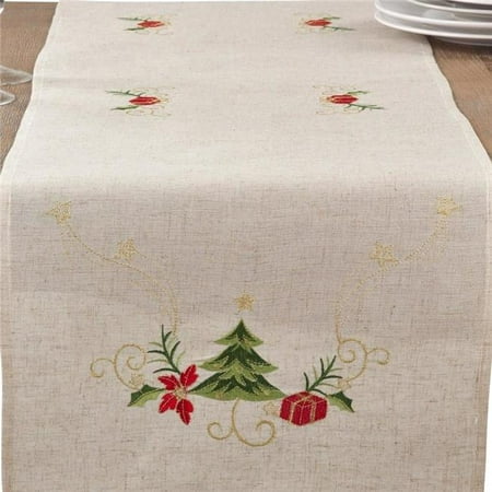 

Saro Lifestyle 1710.N1690B 16 x 90 in. Embroidered Christmas Tree Design Linen Blend Oblong Table Runner
