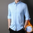 thumbnail image 2 of LNWUY Chemises à Manches Longues pour Hommes Séchage Rapide Chemise de Performance Printemps Automne Couleur Unie Rembourrée Chaude Confortable Col Rabattu Chemises Bleu m, 2 of 3