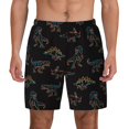 thumbnail image 2 of Goofa Neon Dinosaur Printed Men's Swim Trunks Board Shorts Quick Dry Mens Swimming Trunks with Compression Liner,Breathable Fit Hawaii Beach Shorts-3X-Large, 2 of 9