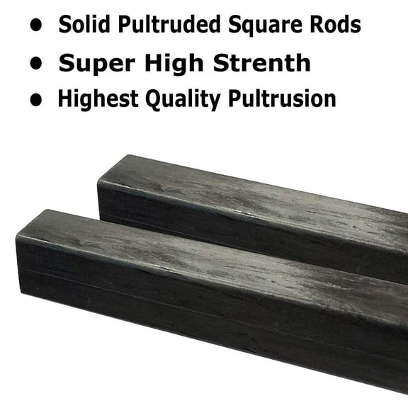 2 2mm X 1000mm - PULTRUDED-Square Carbon Fiber Rod. 100% Pultruded high Strength Carbon Fiber. Used for Drones, Radio Controlled Vehicles. Projects requiring high Strength to Weight Components.