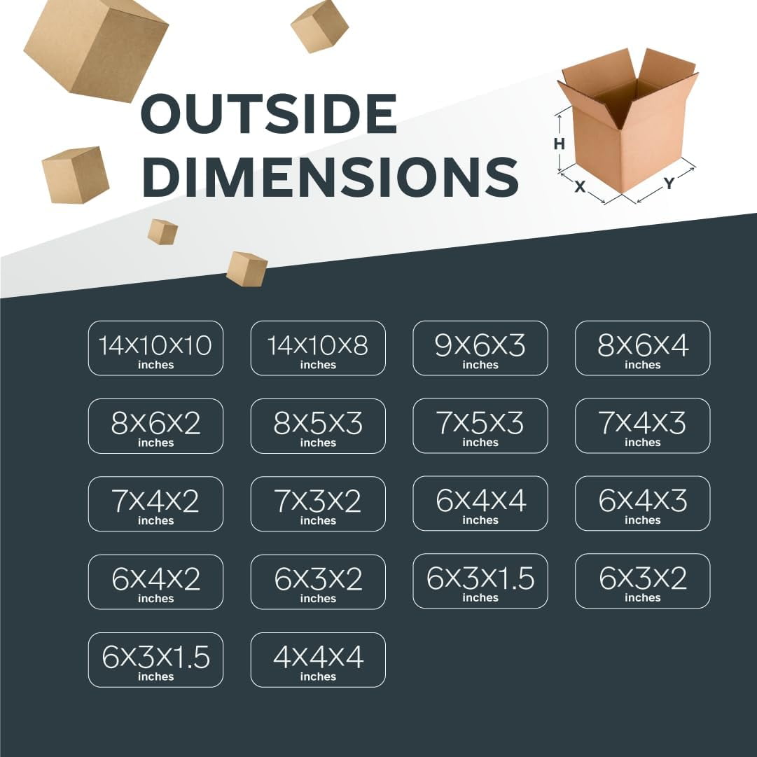 Medium Shipping Boxes 19"L x 13"W x 10"H, 25-Pack | Durable Corrugated Cardboard for Packing, Moving & Storage
