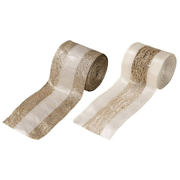 Flexible Gold Mesh Christmas Ribbon With Wire For Bows Garlands And Table Decor