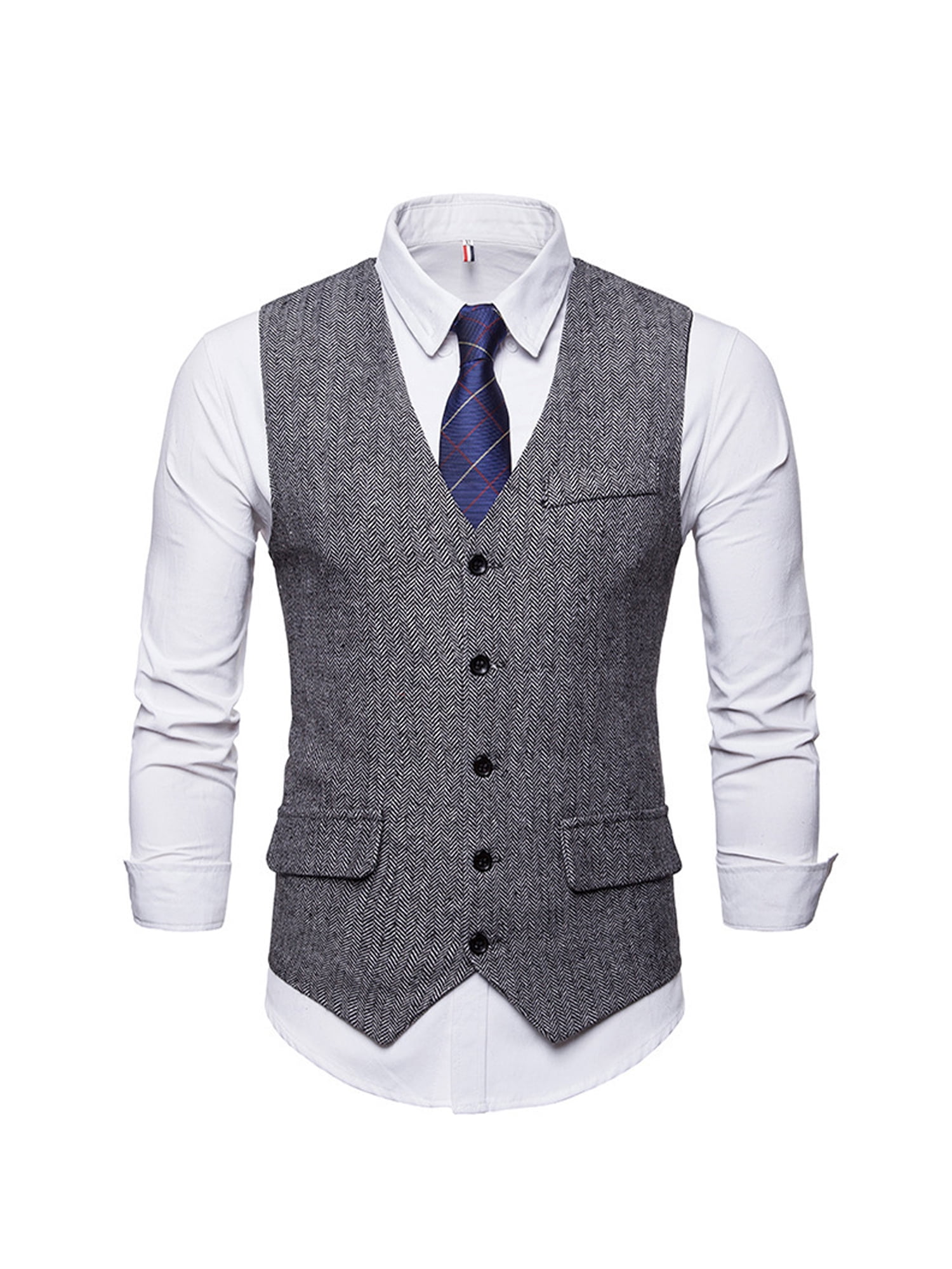Mialoley Men's Waistcoats Formal Solid Color Waistcoat Wedding/Business