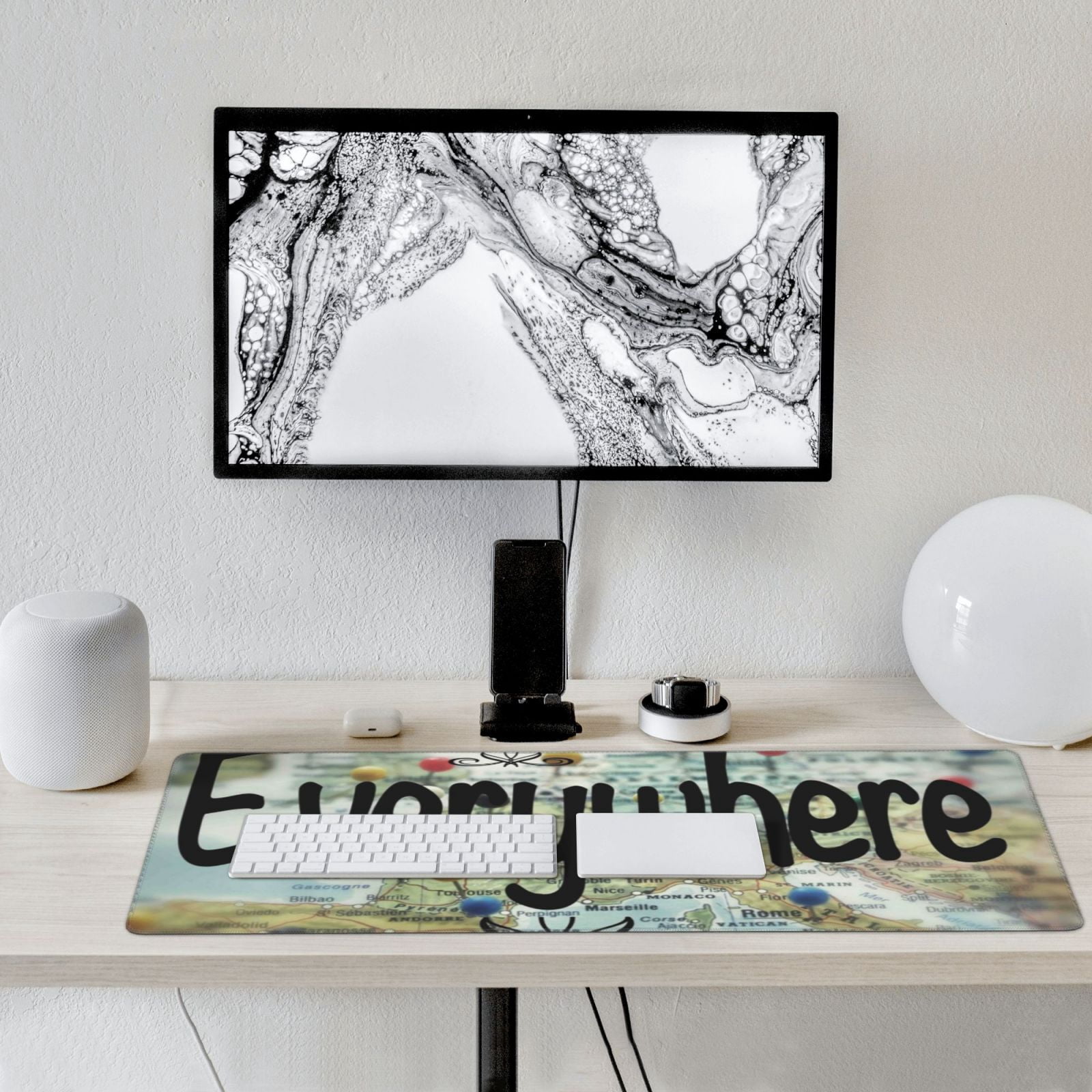 Xecao I Haven't Been Everywhere But Its On My List Print Large Mouse Pad, 16x35.5in Mousepad, Professional Non-Slip Rubber Base Big Mouse Pad, Mouse Pad for Gaming & Office Full Desk Mouse Pad
