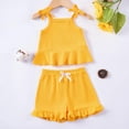 thumbnail image 2 of tarylea Toddler Girl Summer Clothes Baby Girl Ruffle Hem Camisole Top Short Set Beach Outfit, 2 of 8