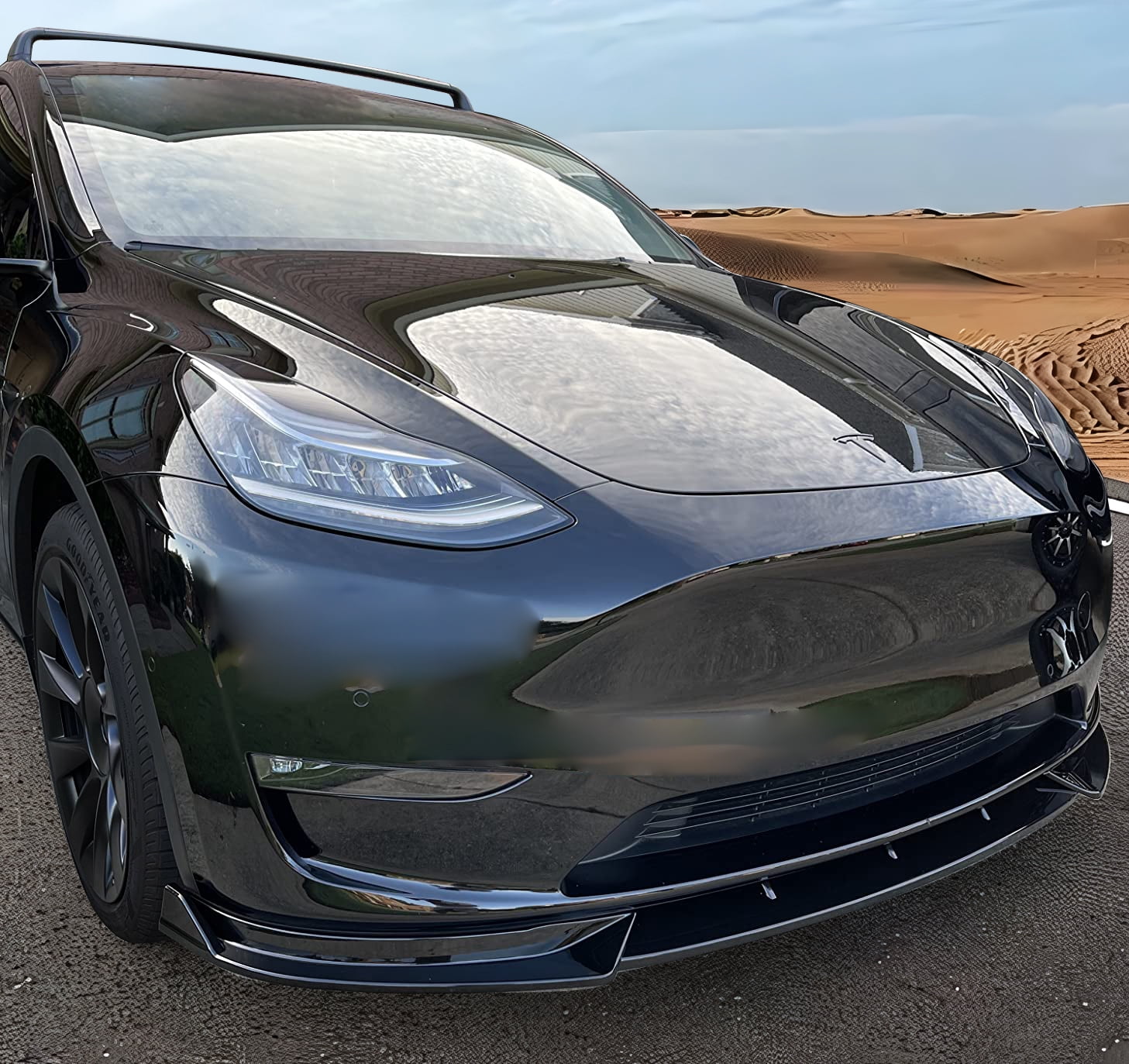 Ikon Motorsports 3PCS Front Bumper Lip Spoiler for 2020-2025 Tesla Y, IKON Style, PP Gloss Black