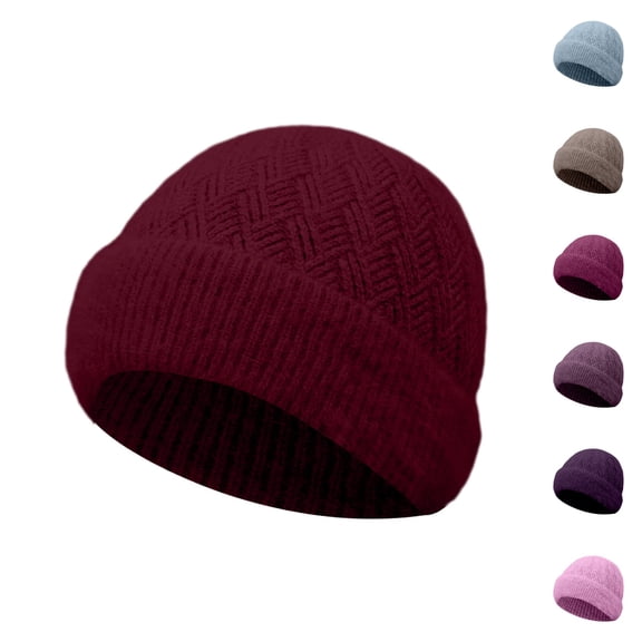 Only Moment Men's Winter Beanie Hat Dark Purple knit Thermal Polar Fleece Ski Stocking Skull Cap for Men and Women One Size