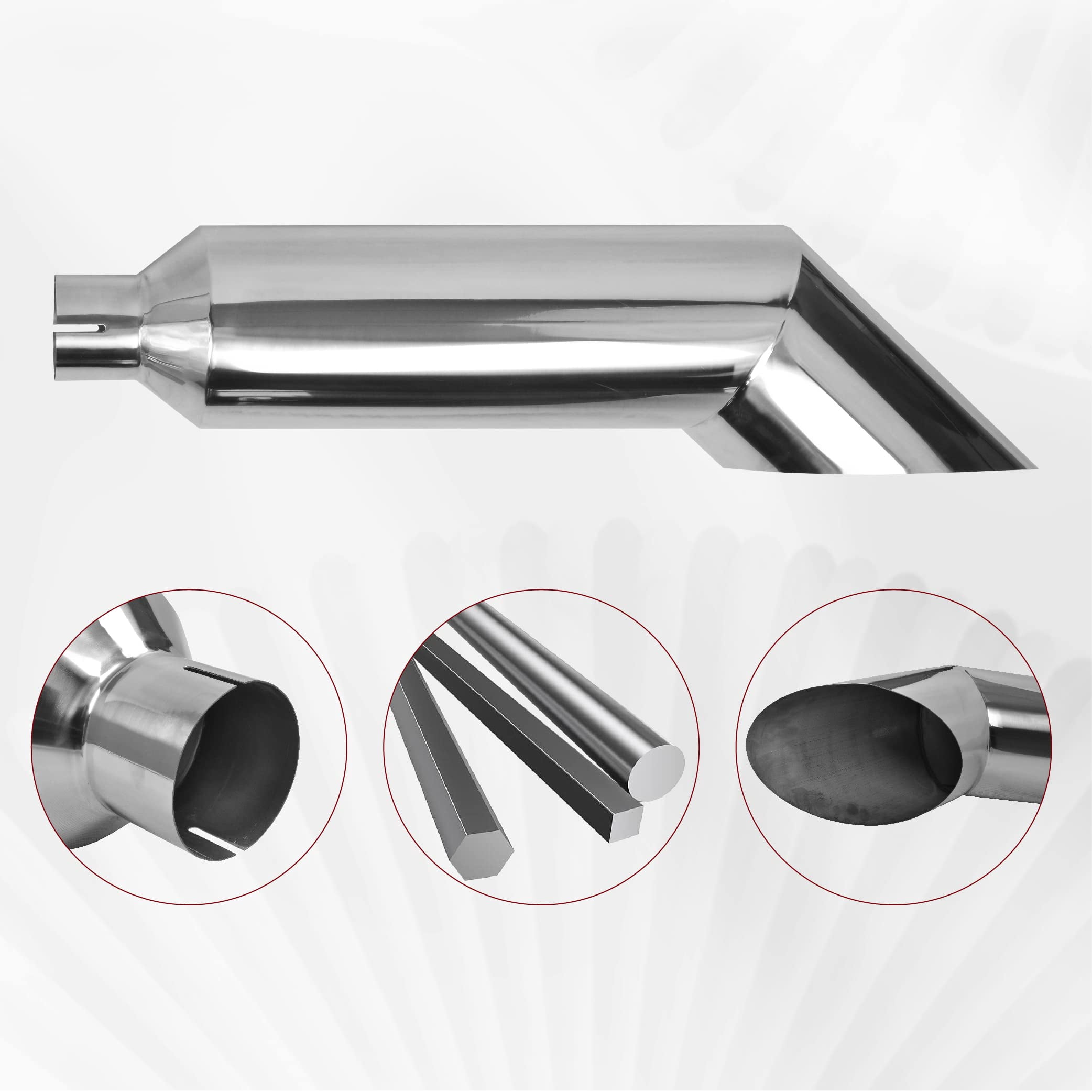 4" Inlet 7" Outlet 36" Tall Diesel Exhaust Stack Tip Polished Stainless Steel