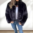 thumbnail image 3 of Winter Women Jacket Thick Faux Fur Heat Retention High Collar Solid Color Long Sleeves Luxury Style Home Party Office Club Vacation Coat, 3 of 7