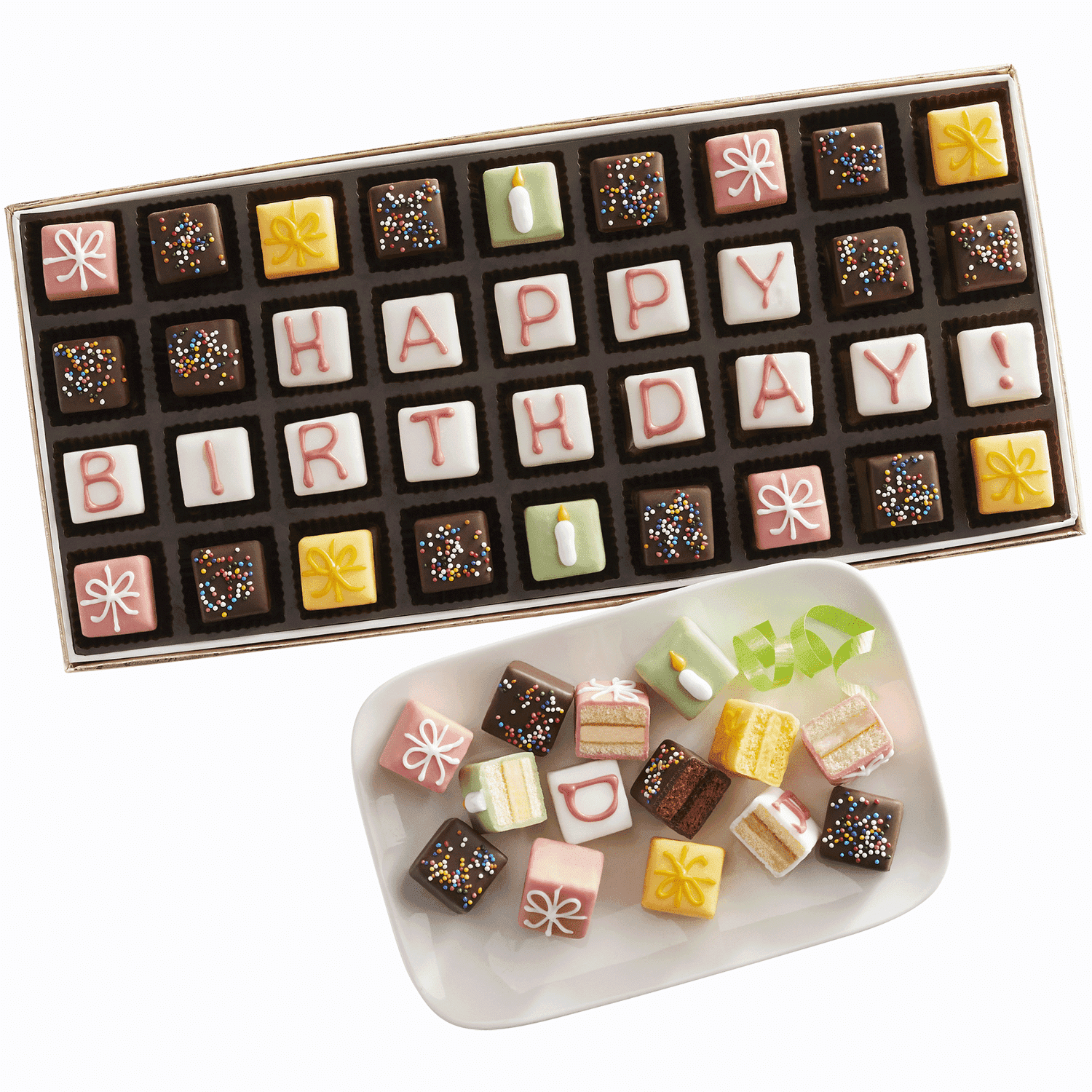 The Swiss Colony Mini Pastel Birthday Petits Fours, 36 ct