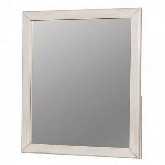 32 Inch Transitional Style Wooden Frame Mirror White - Saltoro Sherpi