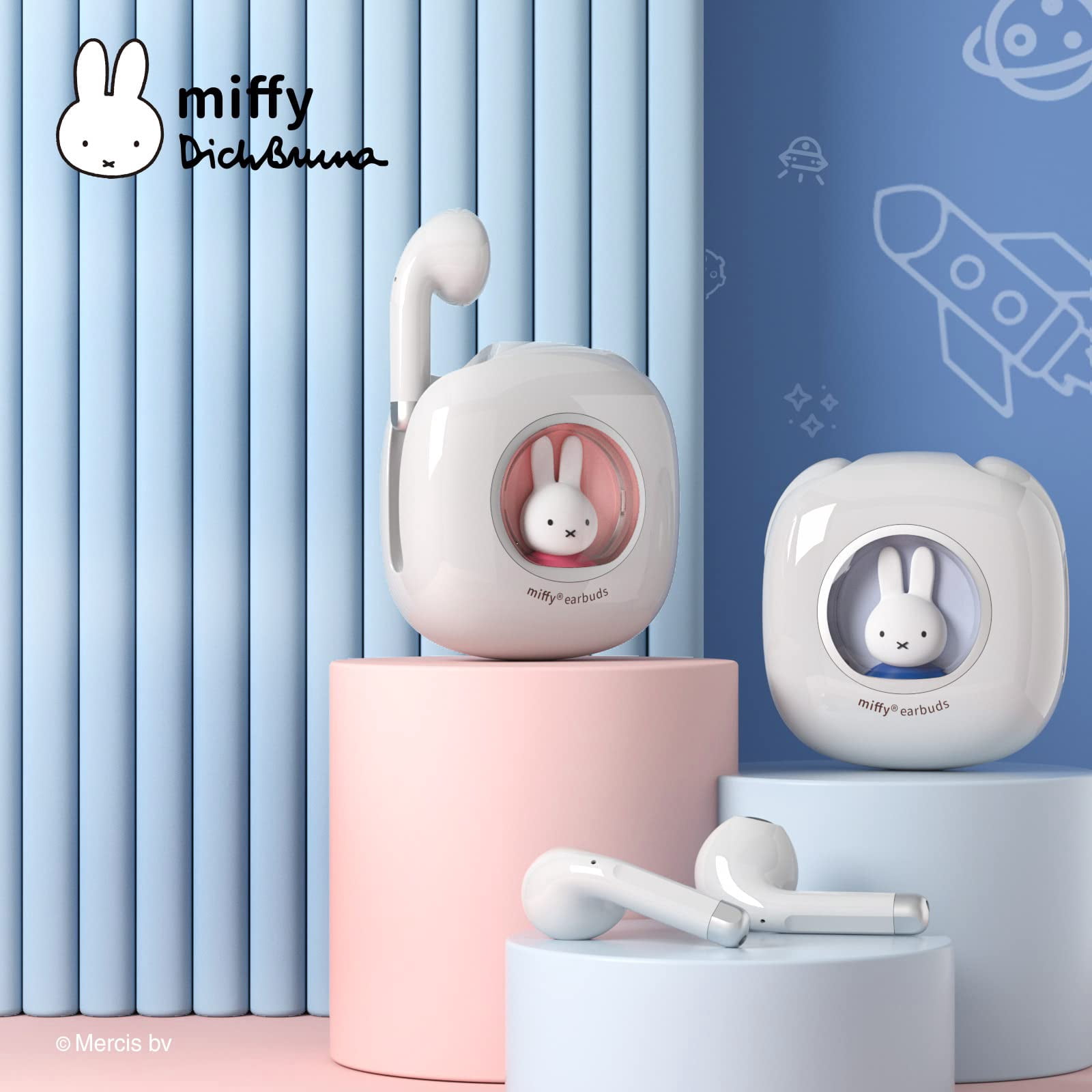 Miffy Bluetooth Wireless Earbuds Headset (Pink)IPX5 Waterproof Ear Buds Headphones