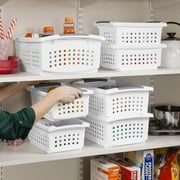 Sterilite Large Stacking Basket, Open Plastic Bin, Space Saving Organizers, White